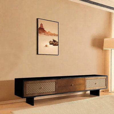 Japanese style minimalist woven TV stand