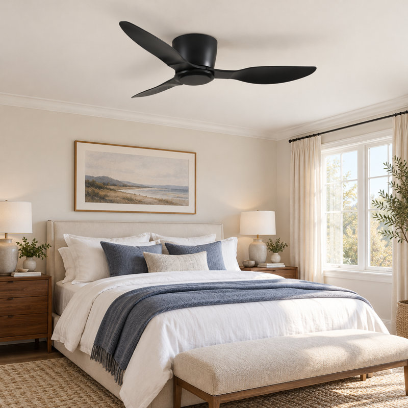 Flush Mount Ceiling Fan Without Light, 40" Wide