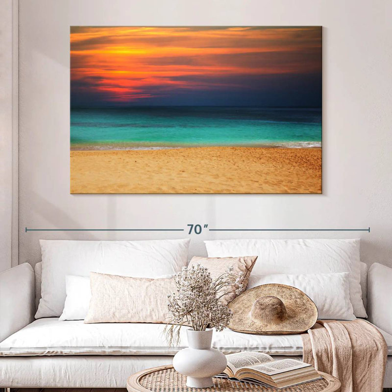 Coucher de soleil sur la mer Gillard, H 34 po x l 51 po
