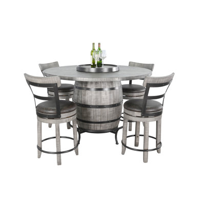 54" Round Wine Barrel Pub Table Set