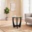 Table basse ronde en verre trempé avec cadre en bois noir mat, table centrale compacte de 23,5 pouces pour le salon, le bureau et l’appartement