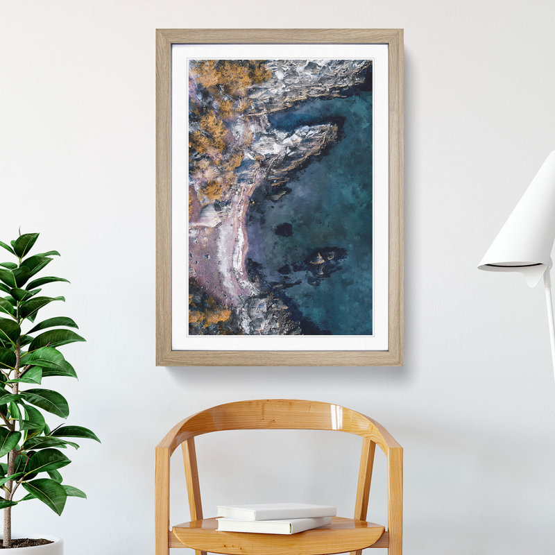 Coastline of Sweden - Picture Frame Graphic Art, Oak Framed, 65cm H x 48cm W x 2cm D