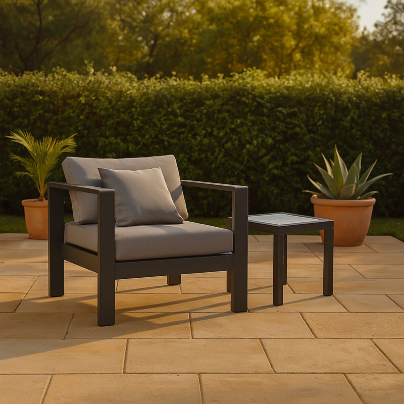 Lajoy Aluminum Outdoor Lounge Chair, Gray, Dark Gray