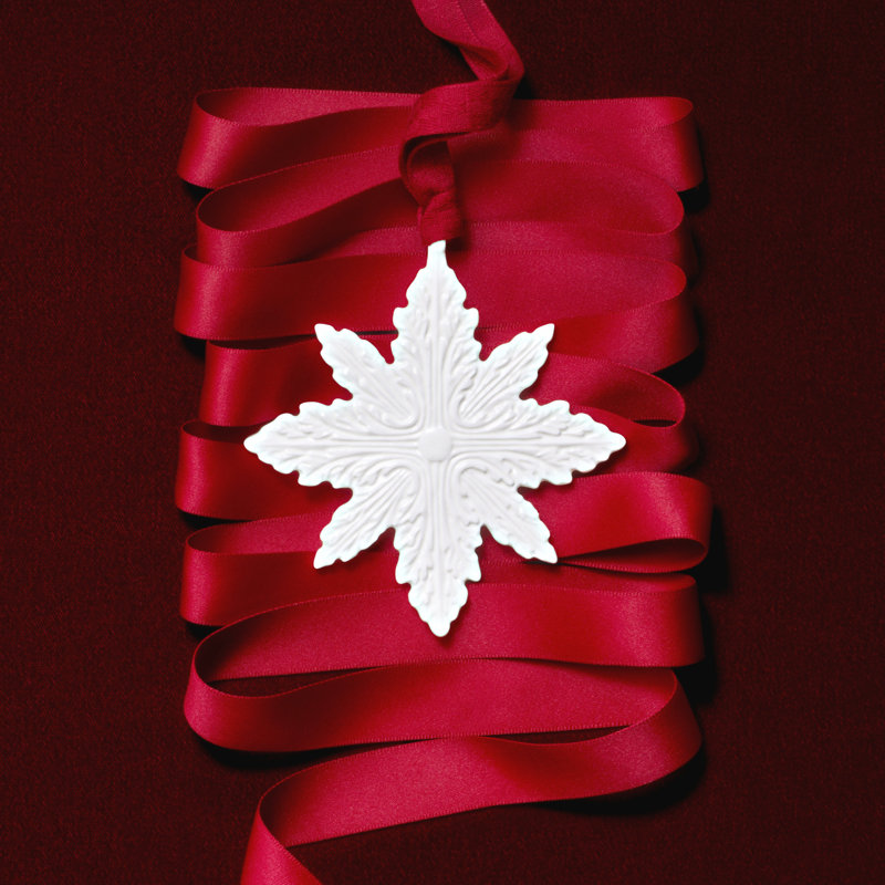 Festive 0.39'' Bone China Snowflakes Holiday Shaped Ornament
