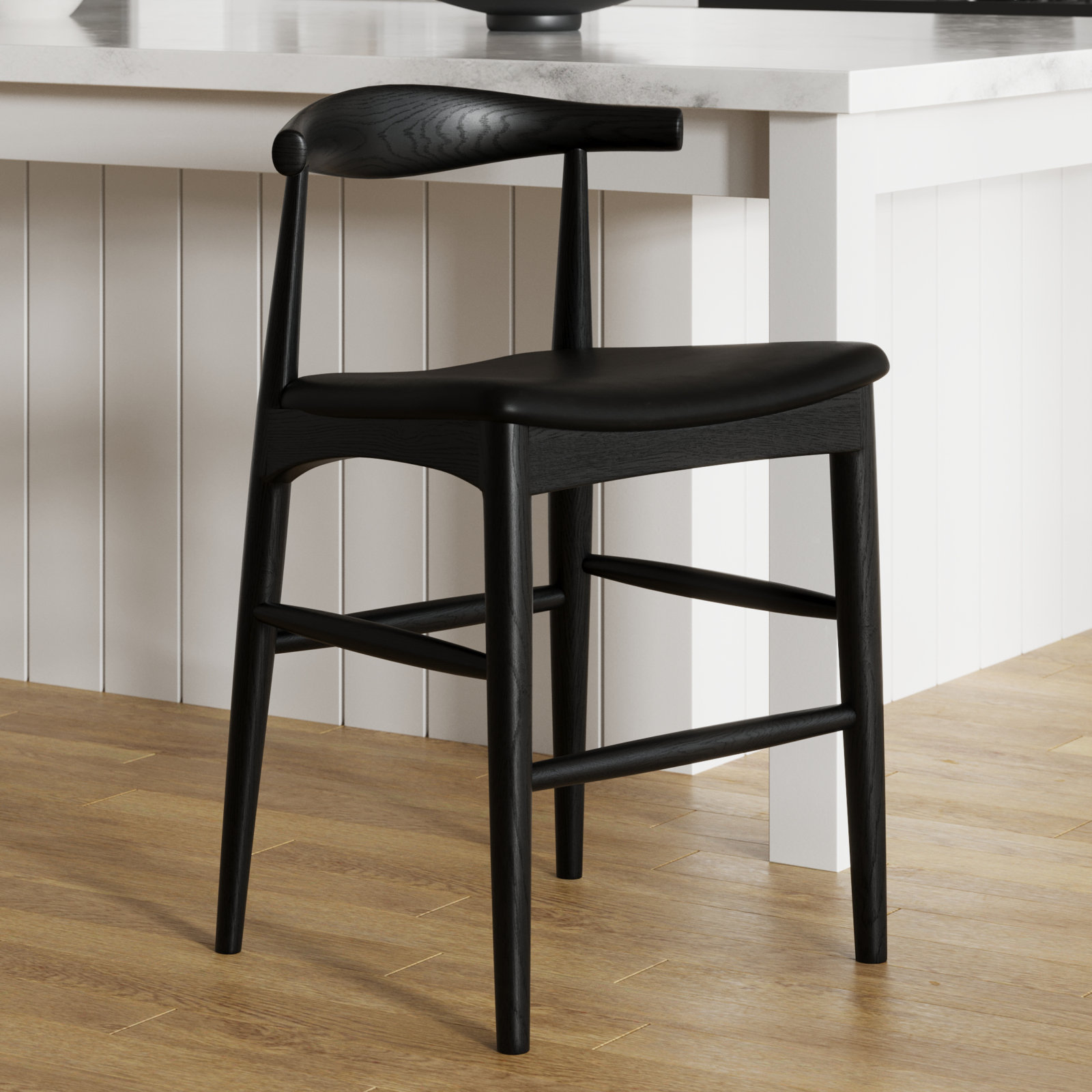 Ardo Vegan Leather Bar & Counter Stool, Counter Stool (24" Seat Height), Black