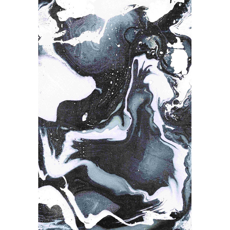 Marbre noir et plus blanc - impression sur toile tendue, H 12 po x l 8 po