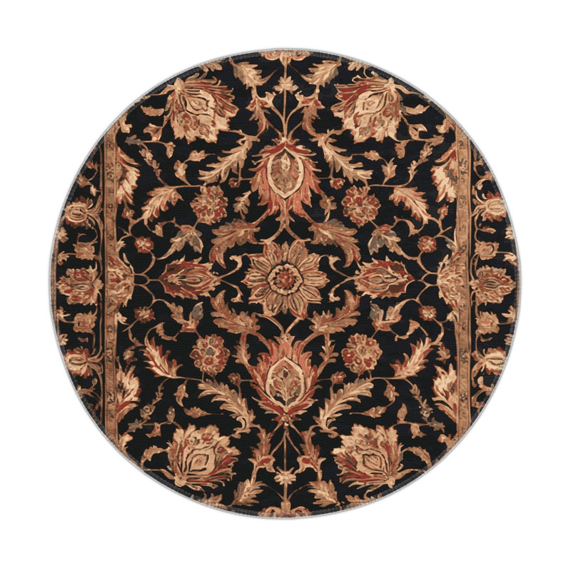 Tapis d'intérieur et d'extérieur brun Persian, Rond 5 pi