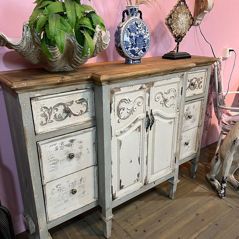 Armoire d'entrée européenne en bois massif rétro