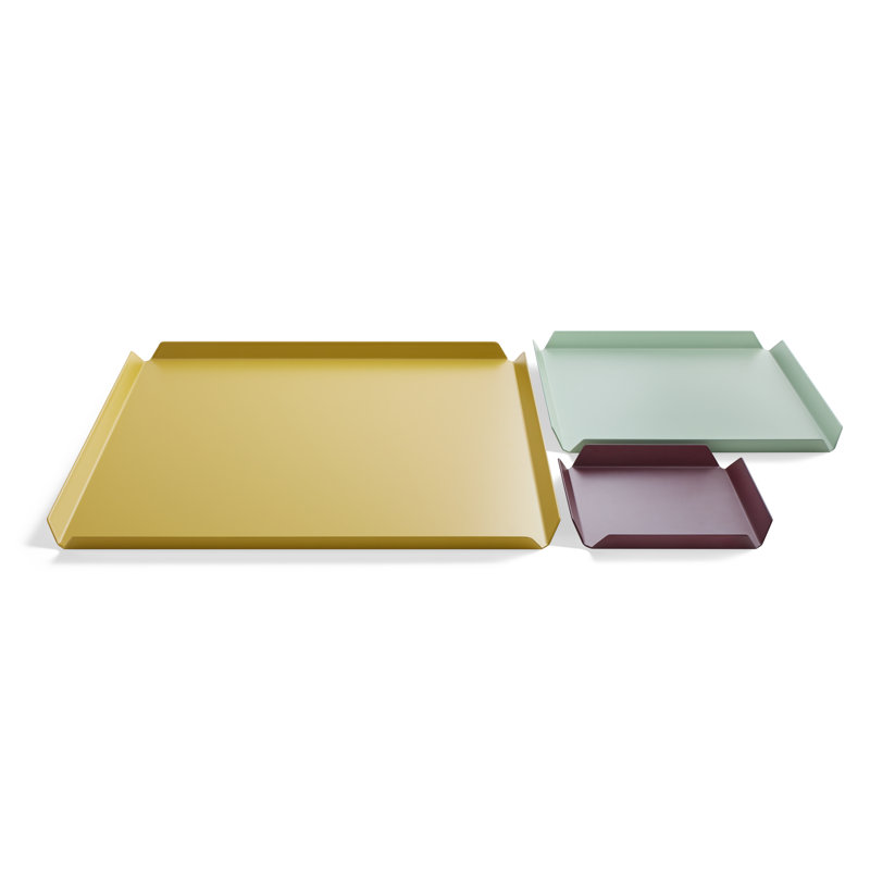 Powder Coated Steel Decorative Tray, Yellow/Green/Brown