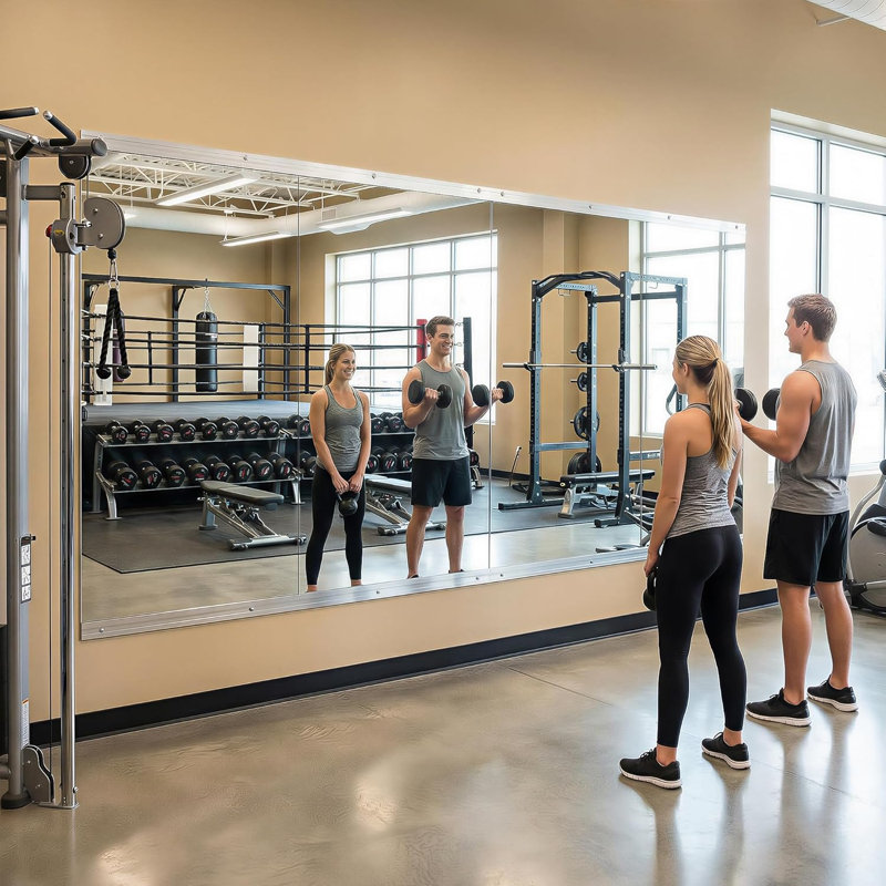 Large Home Gym Mirror, 63''×24''-2PCS，Oversized Dance Studio Mirror, Full Length Mirror Tempered Glass Mirror, 2pcs