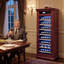 Armoire à vin autoportante, refroidisseur à vin élégant avec porte en verre résistante aux rayons UV, éclairage DEL et support de rangement-125836041