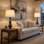 Table Lamp Set Of 2, Off-White Shade, Blue Candlestick Glass Body 32 Inch