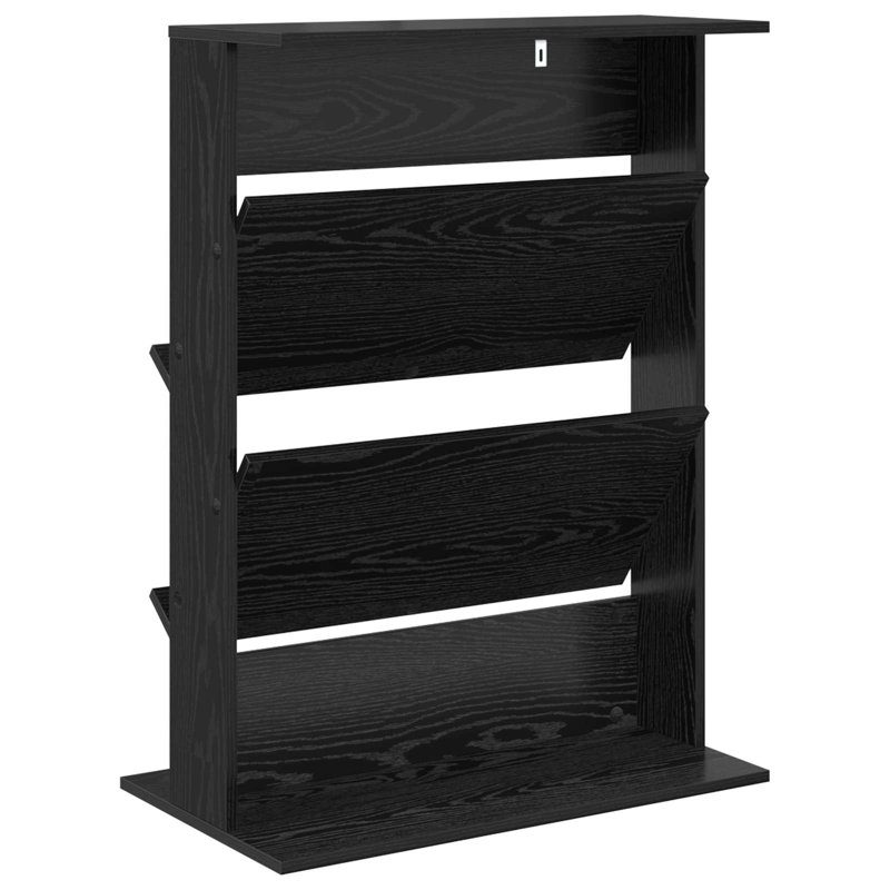 Wood Free Standing Magazine Rack, Black Oak