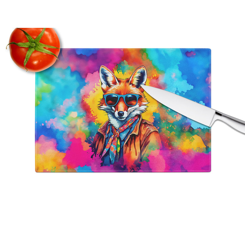 Hippie Animal Fox Glass Cutting Board