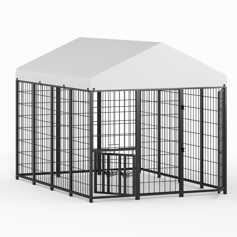 6 ft. x 6.5 ft. Walk-In Outdoor Dog Kennel and Exercise Pen with Waterproof Canopy, 78.74" H x 70.87" W x 84.49" D