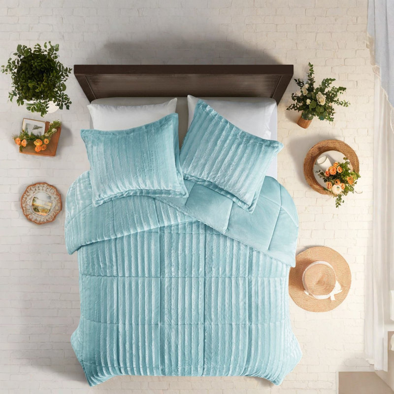 Ensembles de literie luxueux en fausse fourrure, édredon en polyester, style maison moderne
