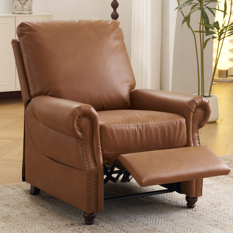 Fauteuil inclinable par pression avec massage et chaleur, cuir respirant, Chameau