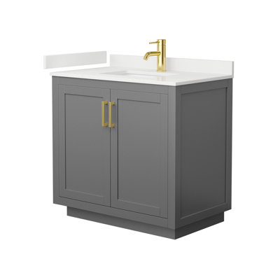 Ensemble de meuble-lavabo simple 36 po avec plateau en quartz Miranda