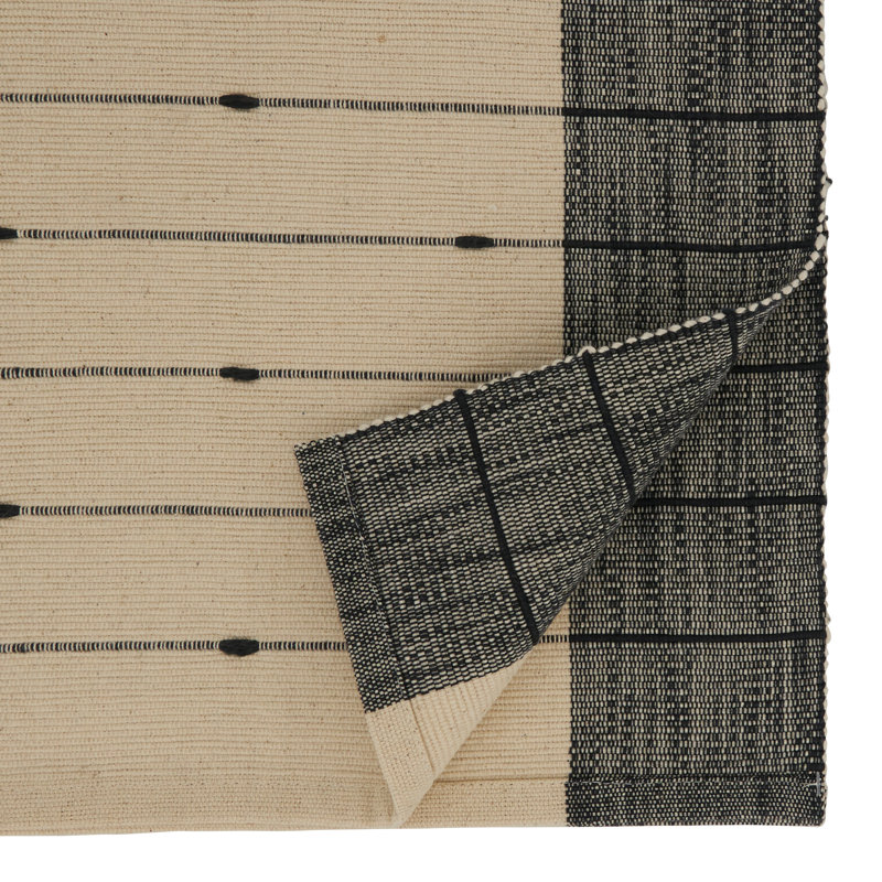Black and White Cotton Striped Table Runner, 16"x72"
