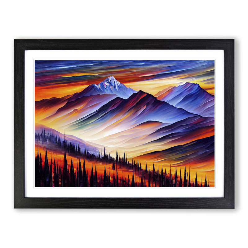 Mountains Scene Vol.3 Abstract - Framed Print, Black Framed, 25cm H x 34cm W x 2cm D