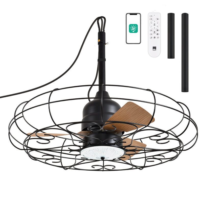 Ventilateur de plafond d'extérieur avec lumières à DEL 28 po Zoyar, 28 po de largeur