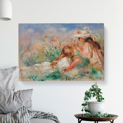Girls In The Grass by Pierre-Auguste Renoir - Wrapped Canvas Painting