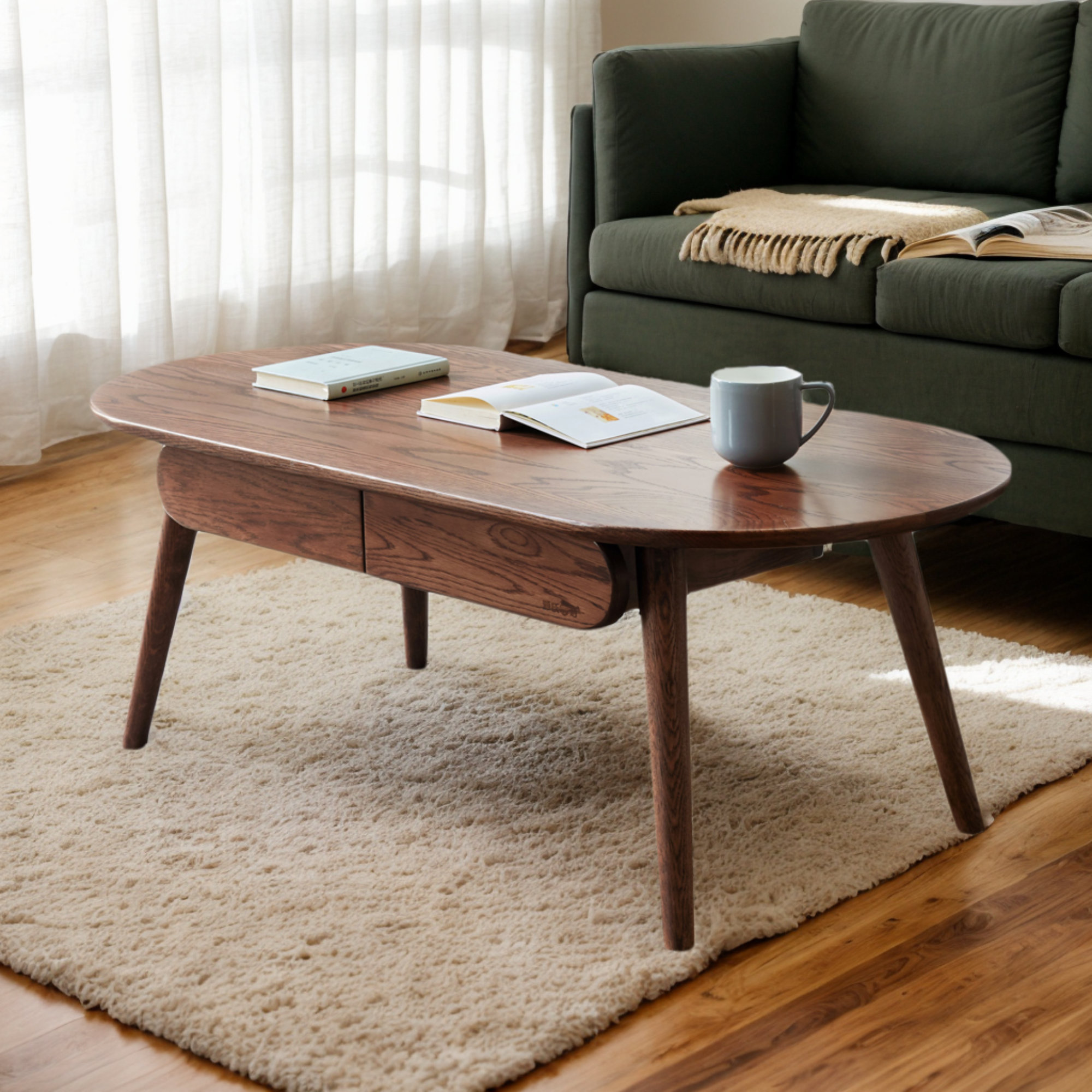 Latitude Run® Natural Solid Wood Capsule Center Table/Desk - Easy To ...