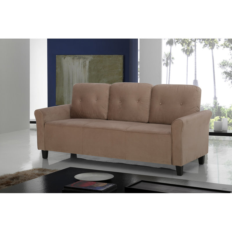 Glasser 78.74'' Velvet Sofa, Brown