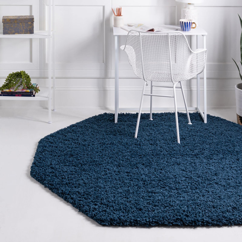 Tapis Santosha à poils longs, Octogone 7 pi 10 po x 7 pi 10 po, Sapphire Blue
