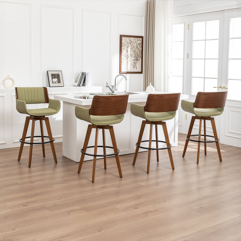 Tabourets pivotants rembourrés en similicuir Modern, Vert, Tabouret de comptoir (siège d'une hauteur de 26,5