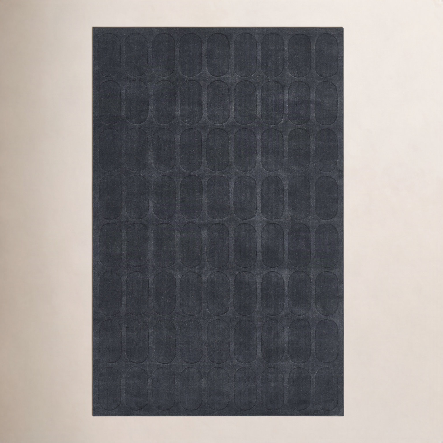 Mazzi Navy Hand-Loomed Geometric Wool Rug, Rectangle 7'10" x 10'