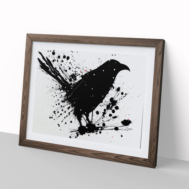Crow Bird Splash Vol.2 - Framed Print, 34cm H x 46cm W x 2cm D, Walnut