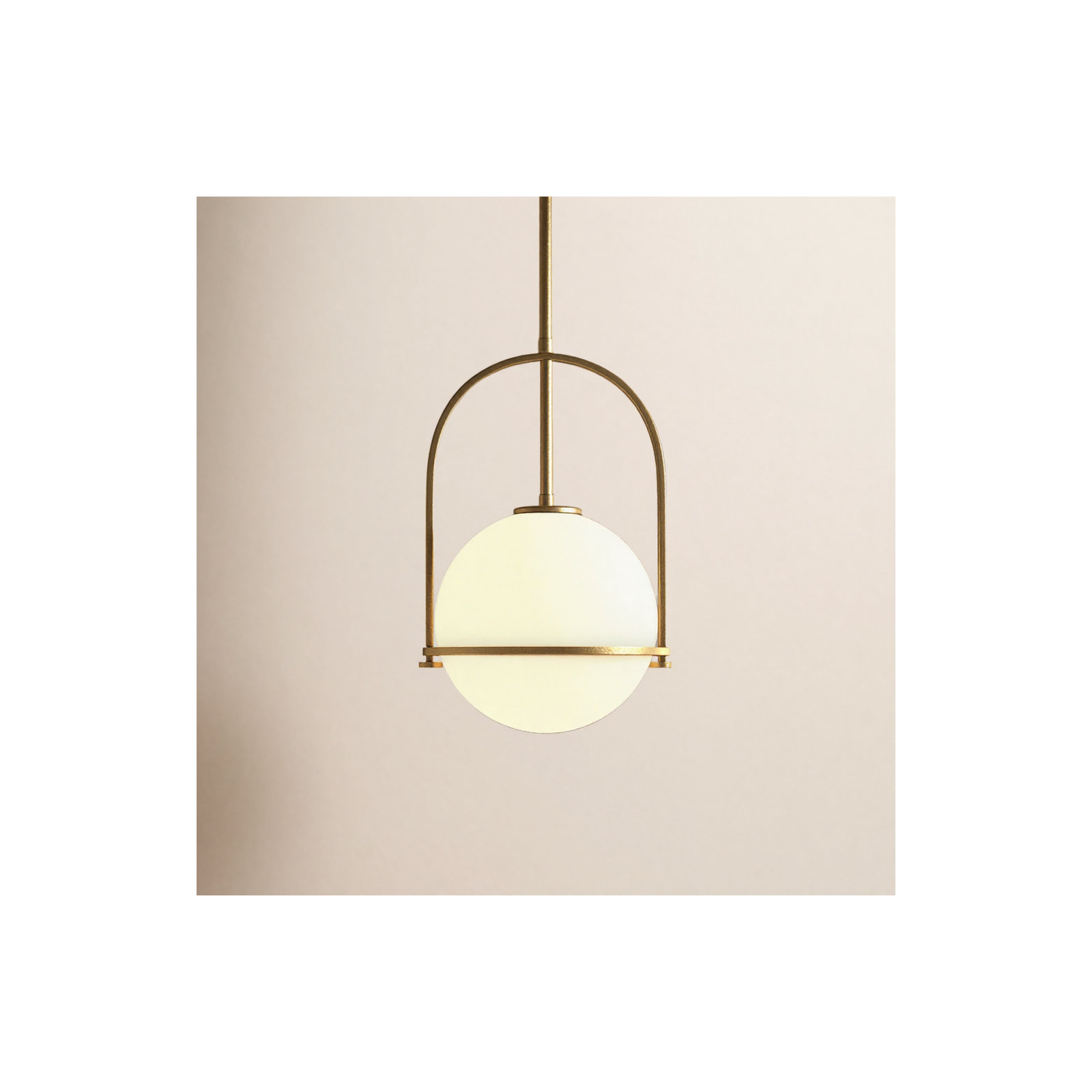 Arie 1-Light Steel Pendant with Globe Shade, 19" H x 15.5" W x 15.5" D, Heritage Brass