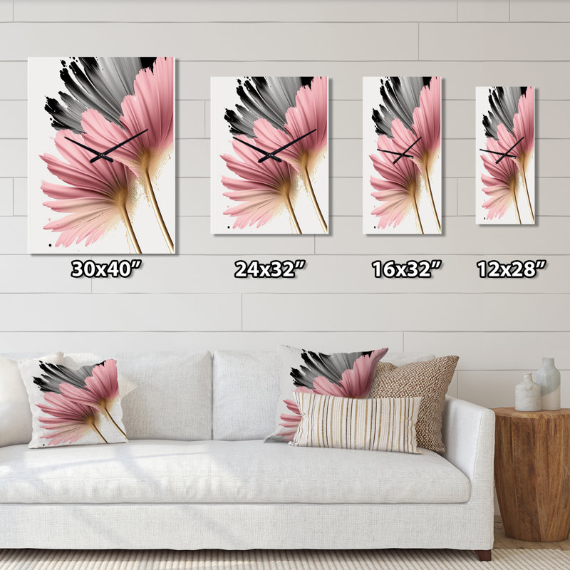 Jaleigh - Horloge murale marguerite florale, H 28 po x l 12 po x P 1 po