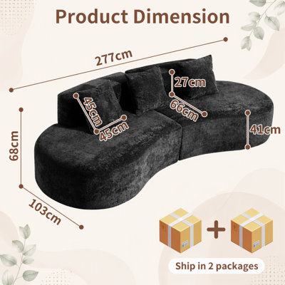 Modern Curved Sectional Sofa, 5-Seater Couch, Comfortable and Stylish for Living Room, Apartment, Home Decor, Easy Assembly