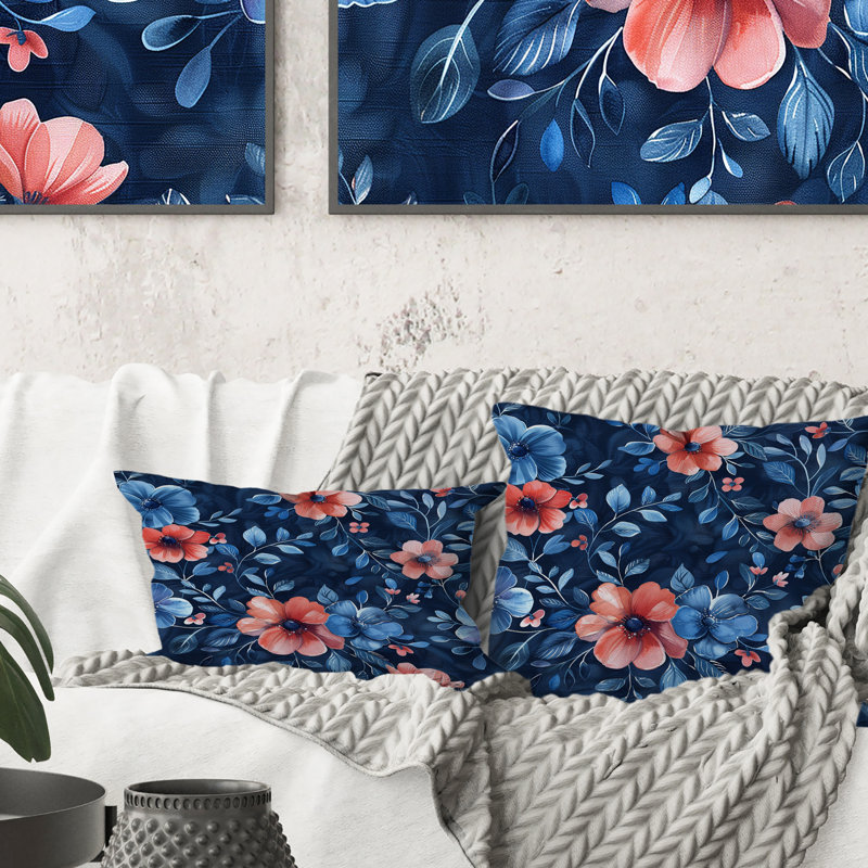 Coussin lombaire traditionnel - bleu et rose