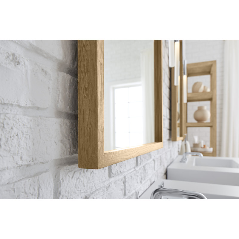 Traditional Accent Mirror, 30" x 24", Light Brown