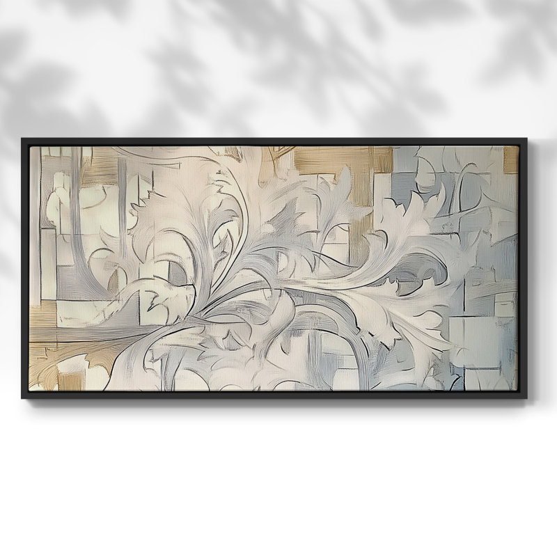 Série abstraite-XXV III - Toile tendue avec châssis encadré - Prêt à être accroché, H 25 po x l 49 po, Argent argent