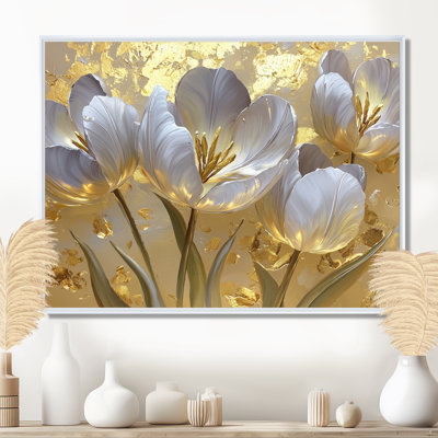 Watercolors Goldern Tulips Bouquet of Summer Blooms II - Tulips Large, art mural