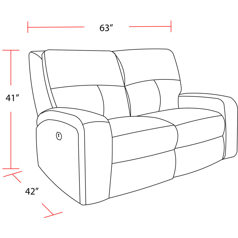 Ethan 63" Square Arm Power Reclining Loveseat, Bizmark Grey