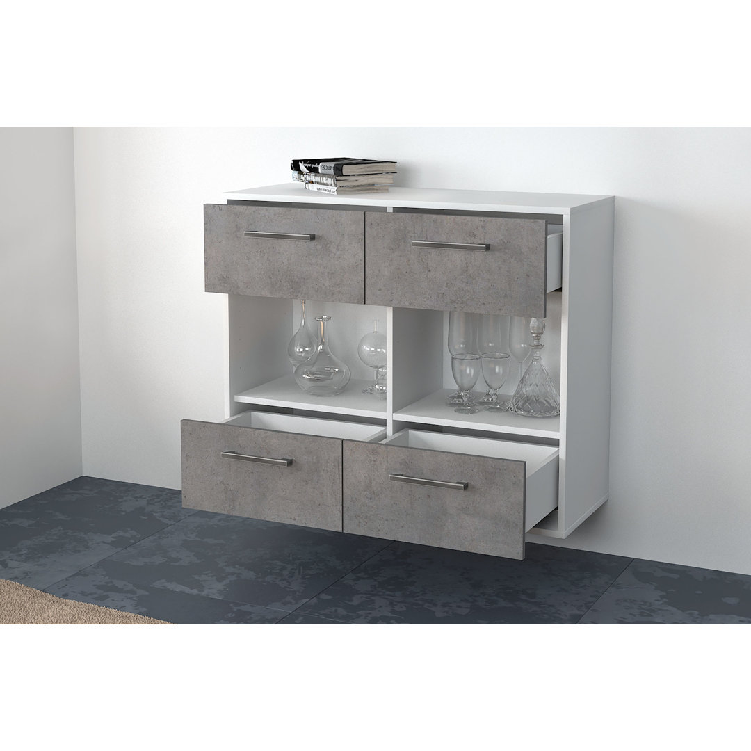 Sideboard Aleya, Fliegend/Metallgriffe, Größe: 92x79x35 cm