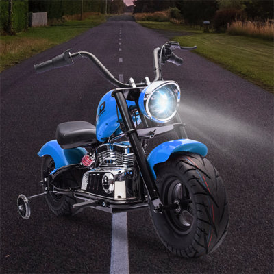 Vélo tout-terrain électrique 36V pour adolescent, moteur sans balai de 350 W, vitesse maximale de 16,5 MPH, suspension à ressort, musique à DEL, siège en cuir, charge maximale de 176 lb, bleu
