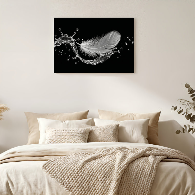 «Gallery Wrap», art mural sur toile pour le salon, la chambre à coucher, le bureau ou le vestibule - décoration murale décorative avec éclaboussures de plumes