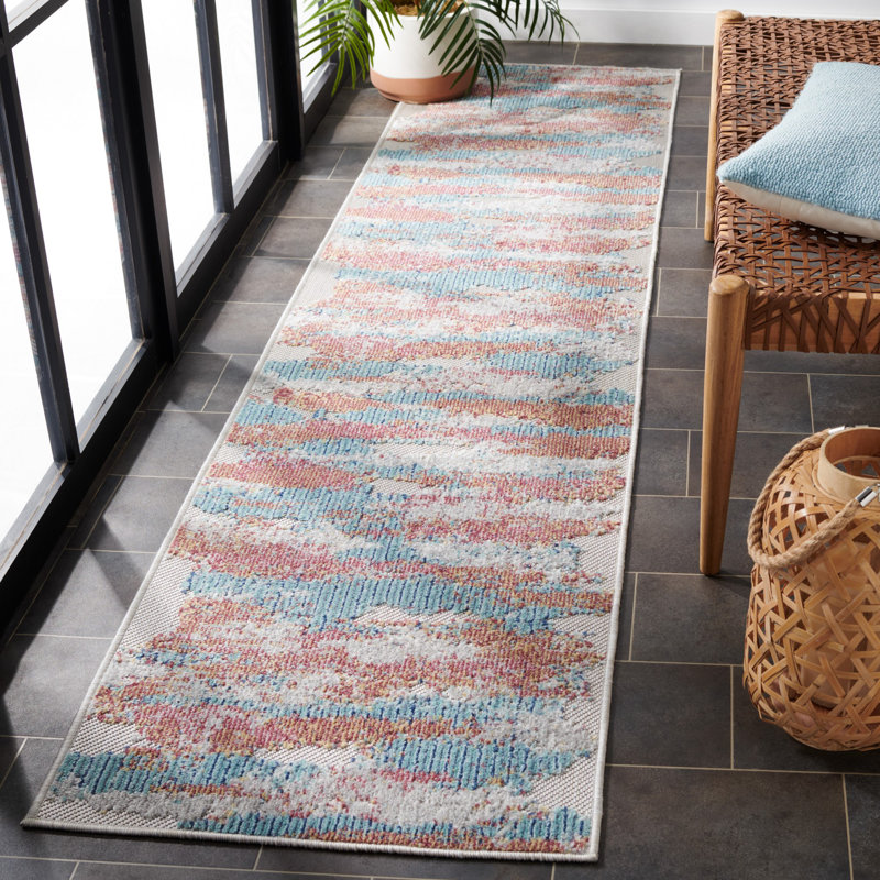 Clerkin Performance Abstract Indoor/Outdoor Area Rug, Runner 2'2" x 9'