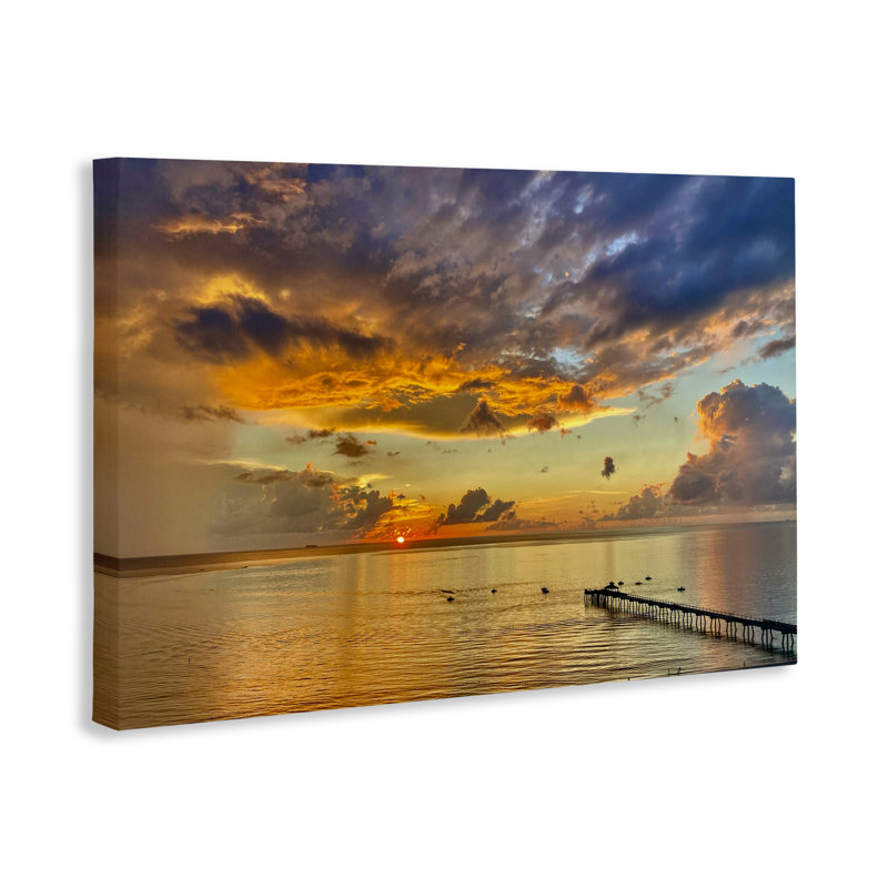 Coucher de soleil et toile de nuages océan, design par David Stahl, H 16 po x l 24 po