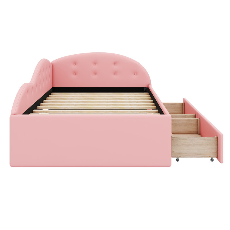 Nakayah PU Upholstered Tufted Daybed, Twin, Pink