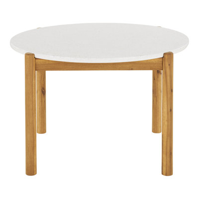 Burris 48" Round Outdoor Dining Table with Terrazzo Top & Solid Acacia Wood Frame