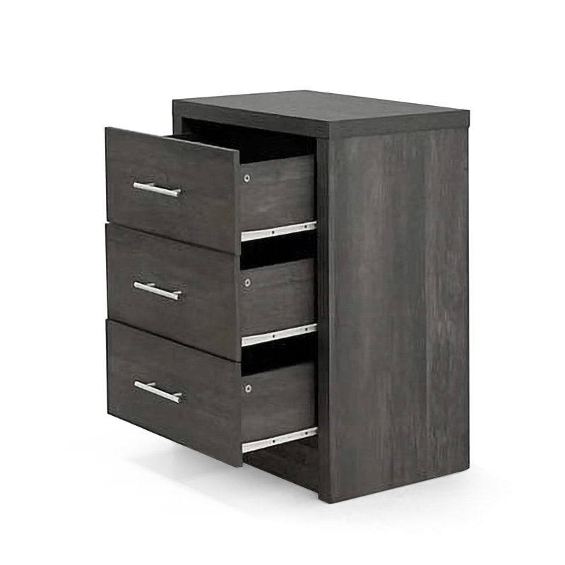Commode 3 tiroirs Lentz, Gris