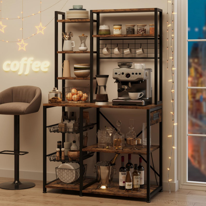 7-Tier Kitchen Bakers Rack with Power Outlet