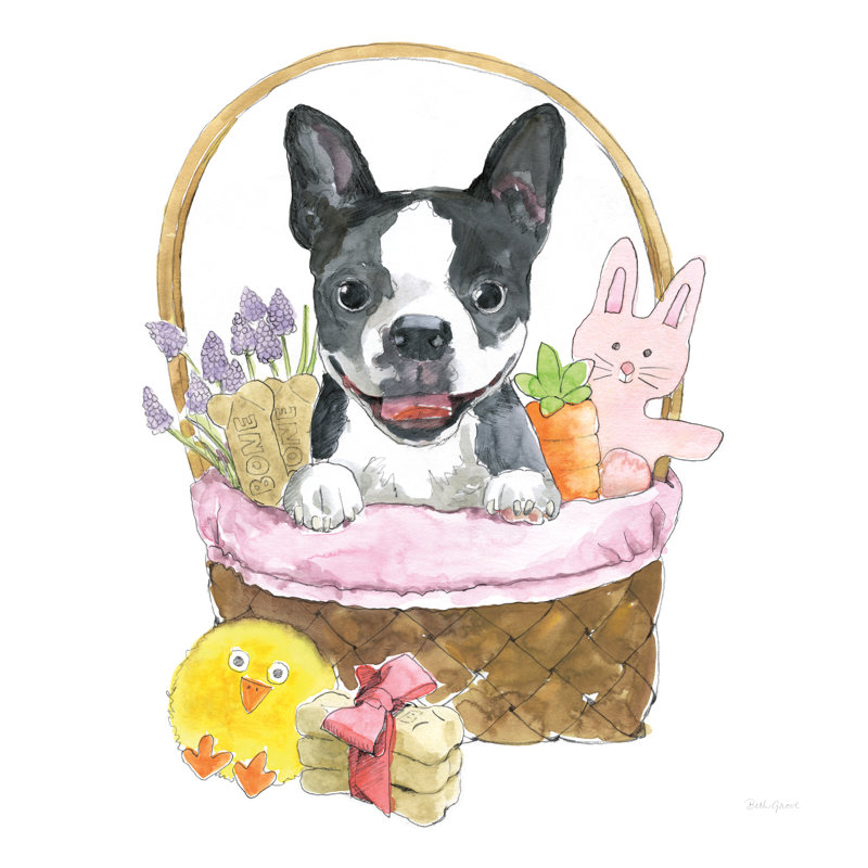 Easter Pups VII by Beth Grove - Wrapped Canvas Painting, 30cm H x 30cm W x 3.8cm D